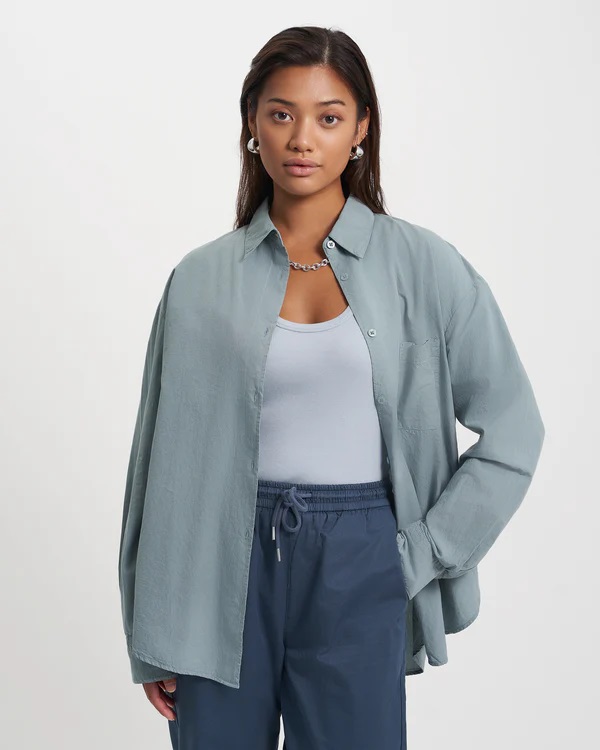 COLORFUL STANDARD skyrta Oversize shirt Steel Blue