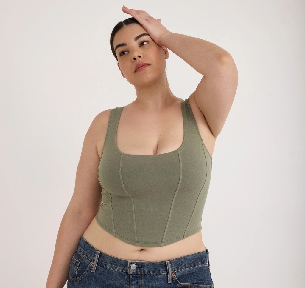 Organic Basics toppur Flex Corset Top Seaweed