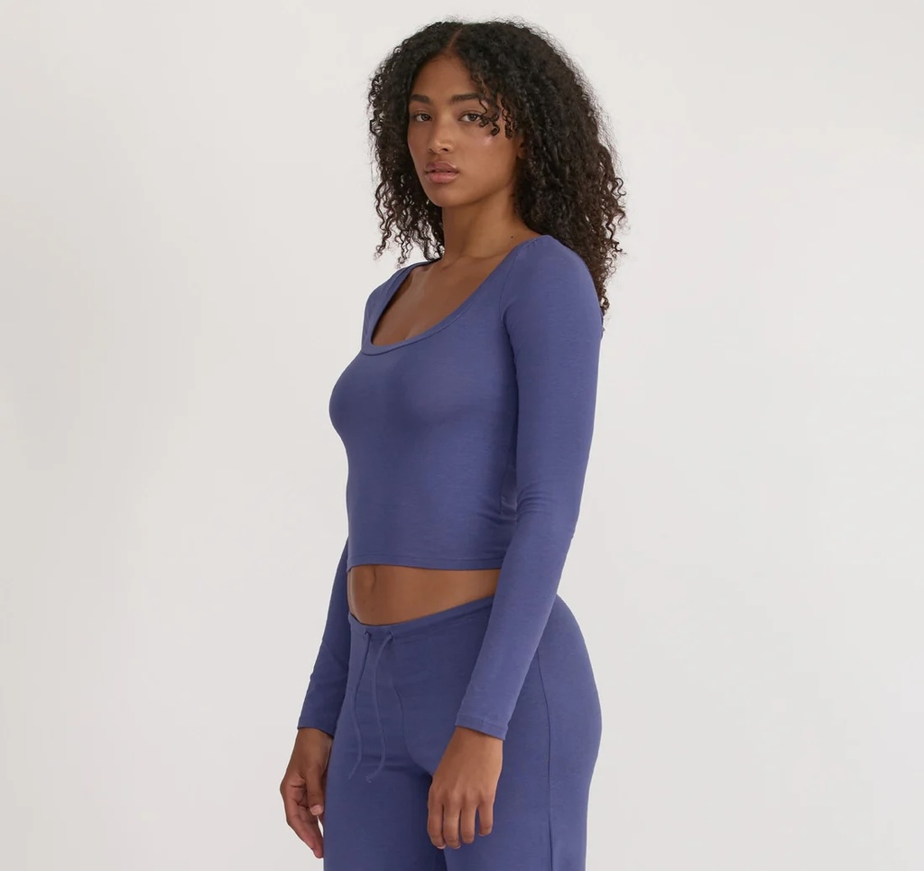 Organic Basics Bolur Everyday Scoop Neck Long Sleeve Tee Eclipse