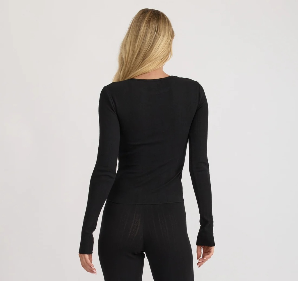 Organic Basics Bolur Pointelle Long Sleeve Tee Black