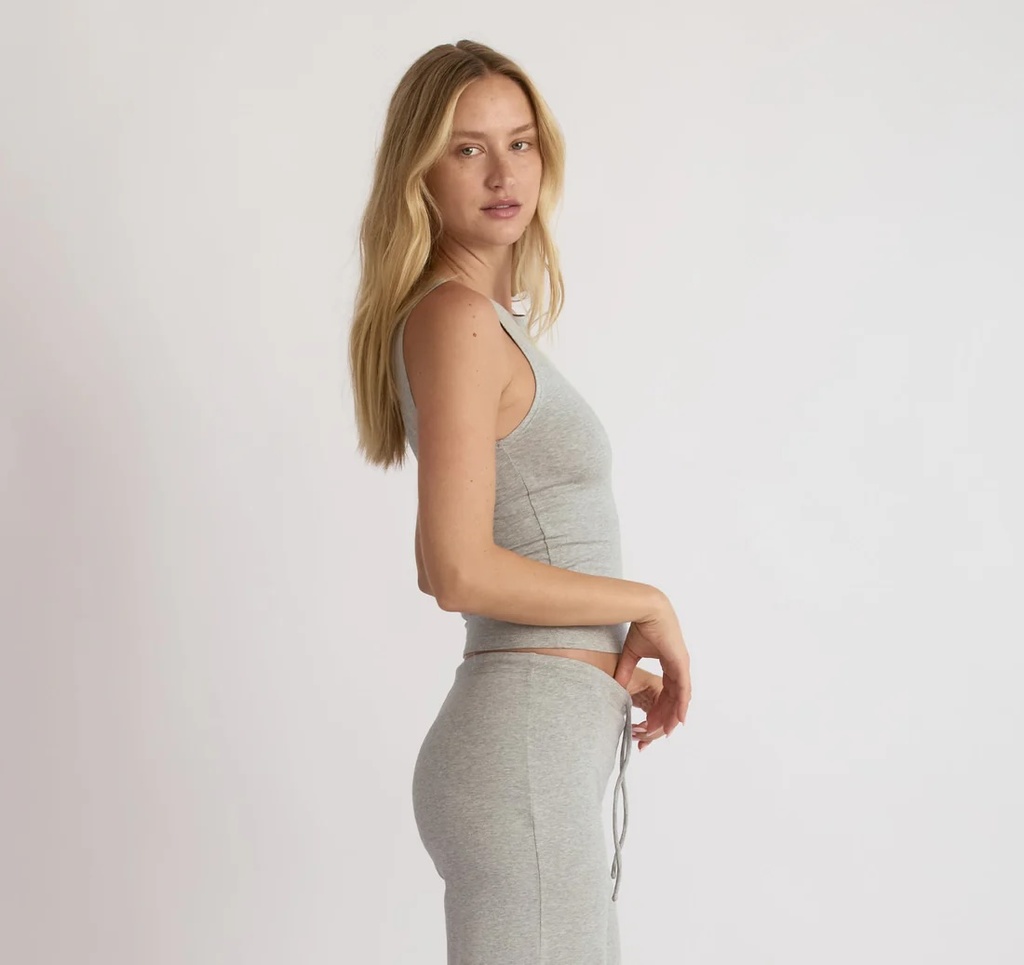 Organic Basics Bolur Everyday Boat Neck Top Grey Melange
