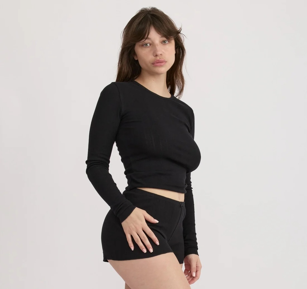 Organic Basics Stuttbuxur Pointelle Shorts Black