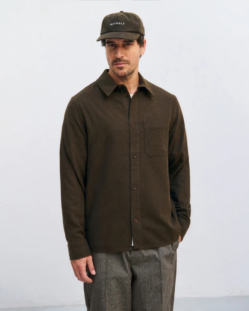 Rotholz Skyrta Flannel Casual Shirt Twill Brown