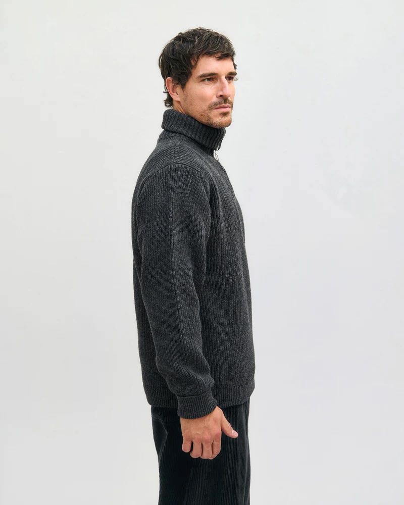 Rotholz Peysa Heavy Knit Troyer Warm Anthracite