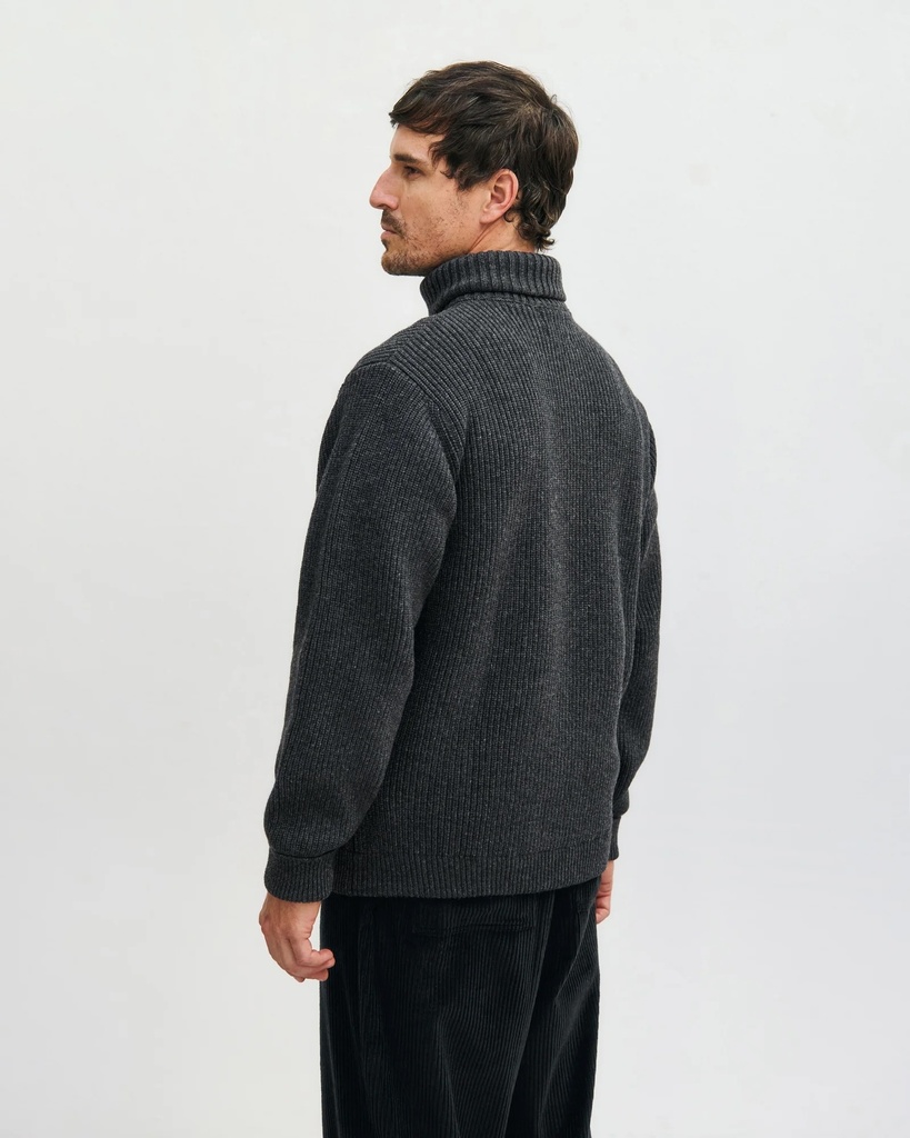 Rotholz Peysa Heavy Knit Troyer Warm Anthracite
