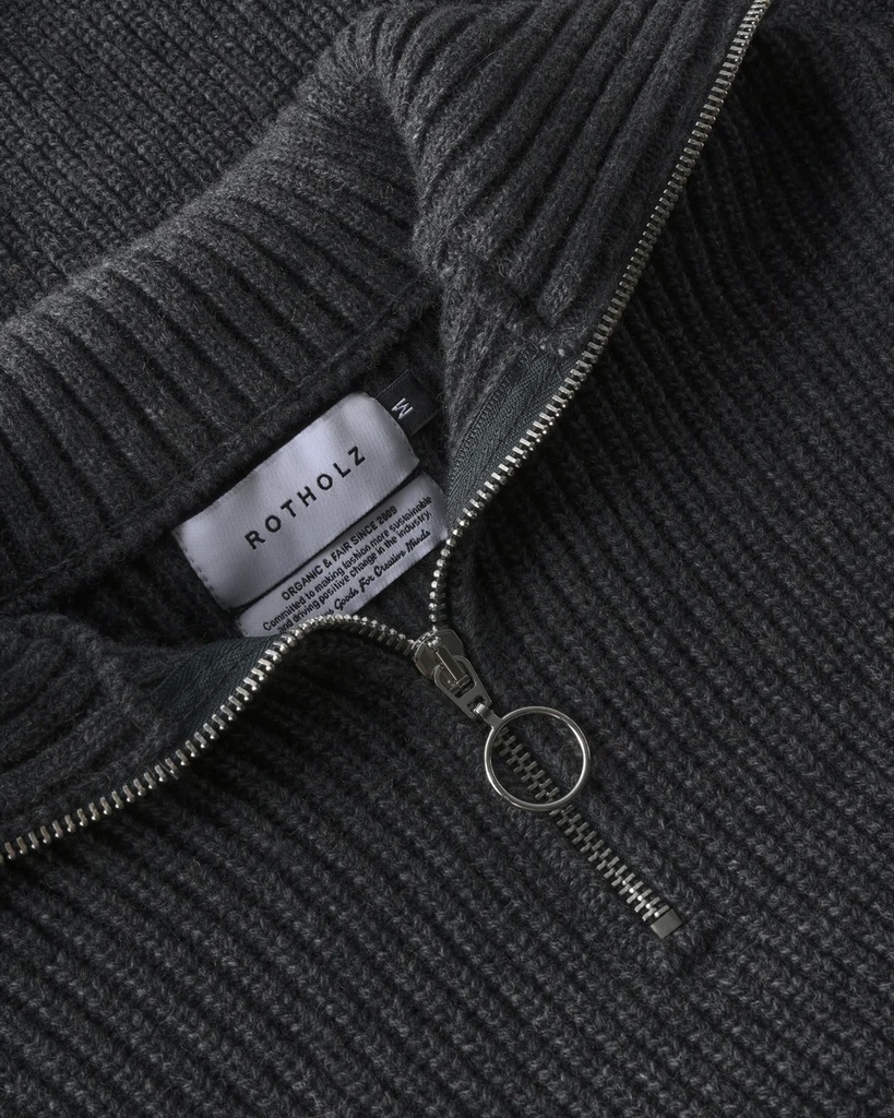 Rotholz Peysa Heavy Knit Troyer Warm Anthracite