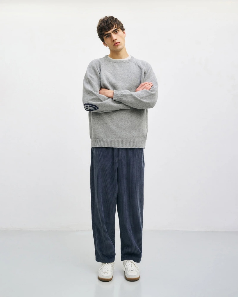 Rotholz Peysa Smiling Knit Sweatshirt Grey Melange