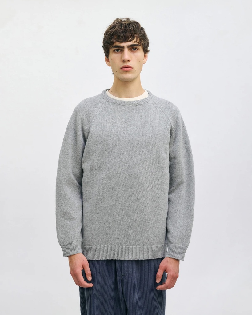 Rotholz Peysa Smiling Knit Sweatshirt Grey Melange