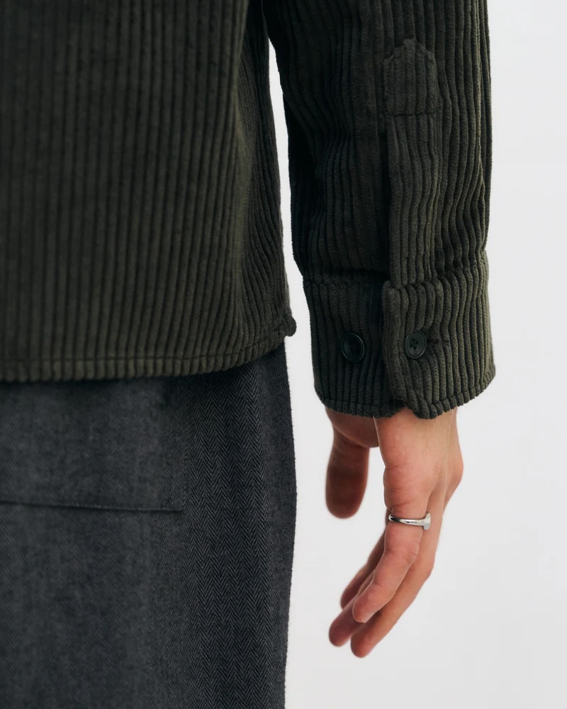 Rotholz Skyrta Cord Casual Shirt Dark Green