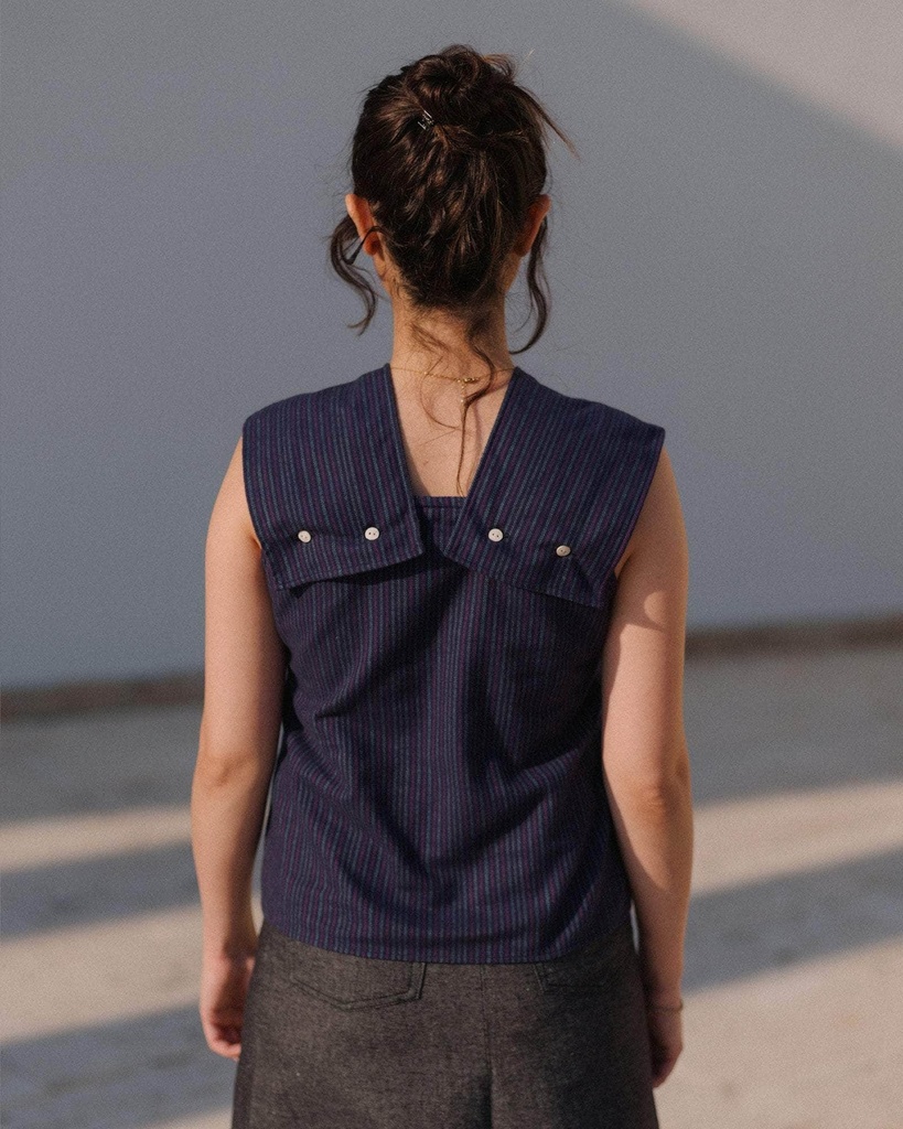 Baserange Toppur Manhattan Top Purple Stripe