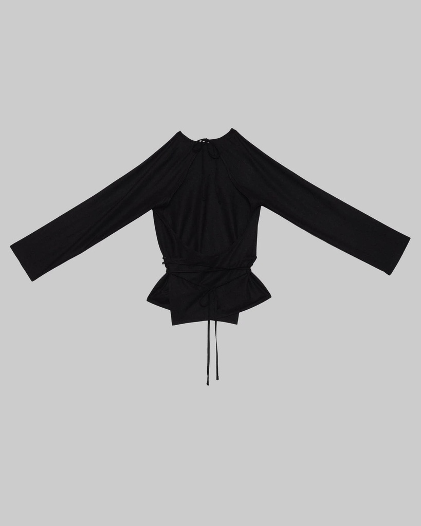 Baserange Toppur Long Sleeve Apron Top Black