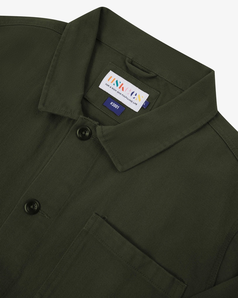 Uskees #3001 Drill buttoned overshirt Vine green