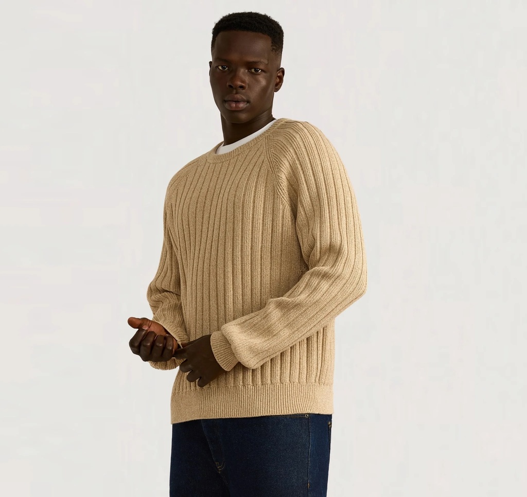 Organic Basics Peysa Soft Knit Rib Raglan Sweater Sandstone