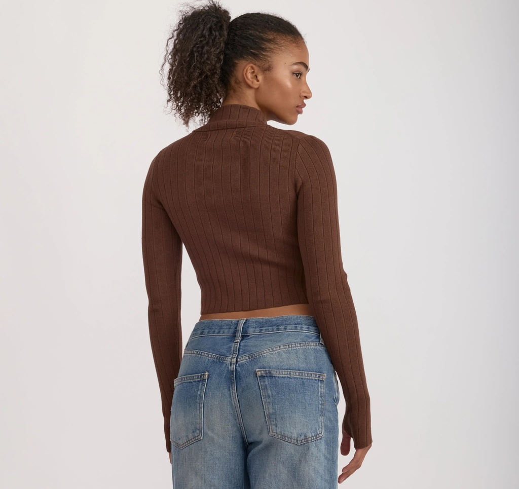 Organic Basics Peysa Soft Knit Rib Track Jacket Walnut