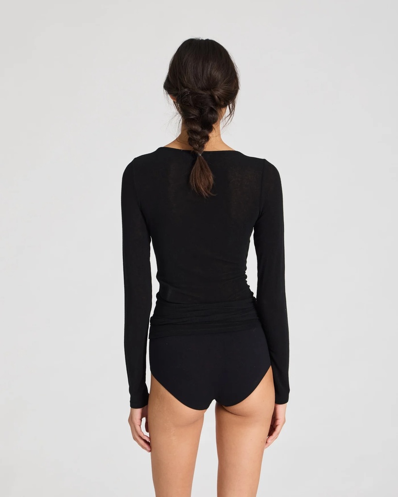 GAI-LISVA Toppur Anne Wrap LS Wool Top Black