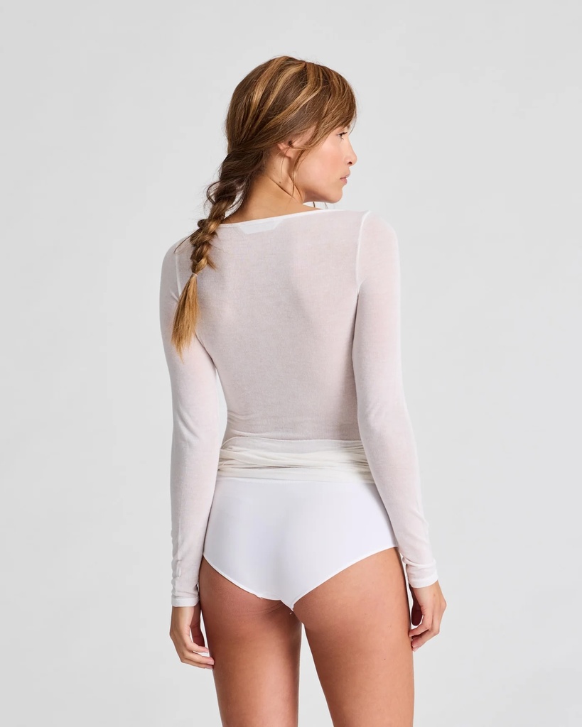 GAI-LISVA Toppur Anne Wrap LS Wool Top White