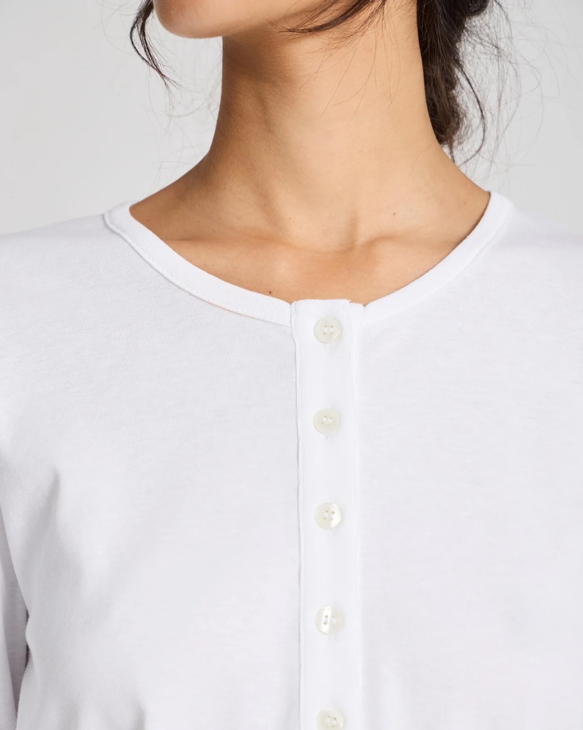 GAI+LISVA Bolur Ida LS Cotton Henley Tee White