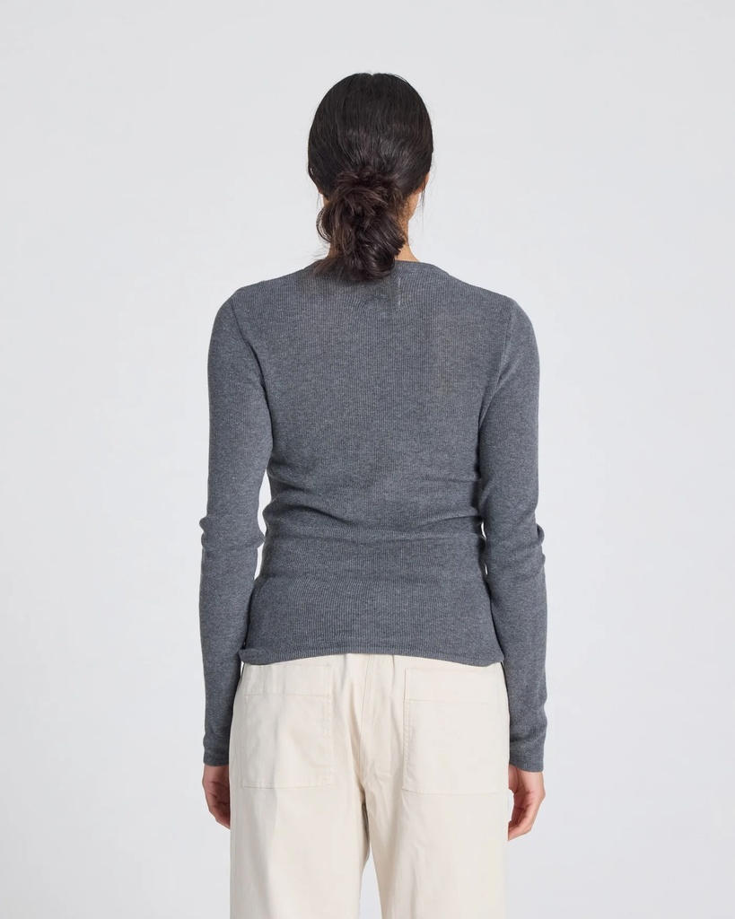 GAI+LISVA Toppur Freja L/S Cotton Rib Top Dark Grey