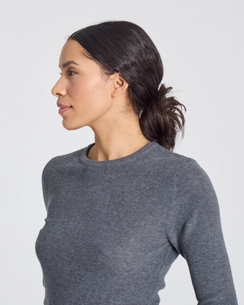 GAI+LISVA Toppur Freja L/S Cotton Rib Top Dark Grey