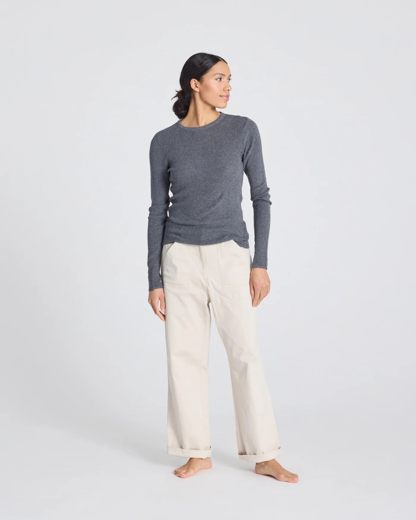 GAI+LISVA Toppur Freja L/S Cotton Rib Top Dark Grey