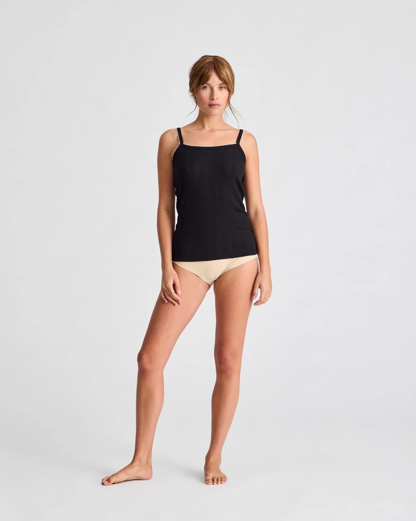 GAI+LISVA Toppur Liva Cotton Strap Top Black