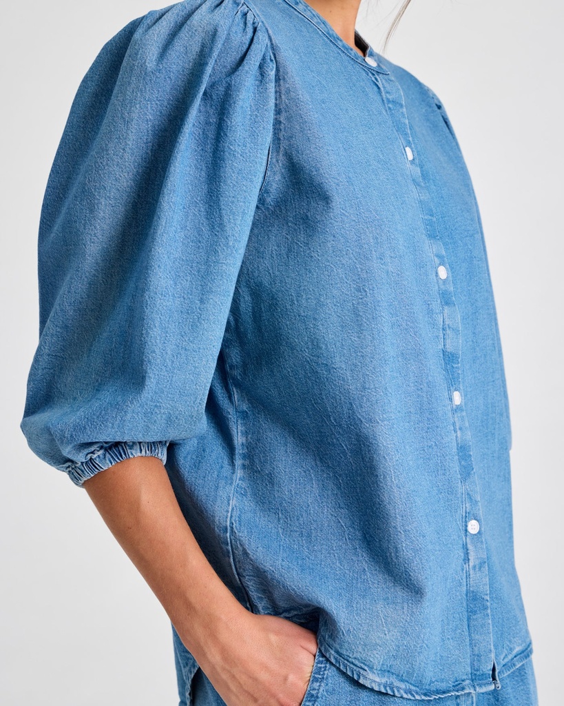 GAI+LISVA Skyrta Elinor L/S Cotton Denim Stand Collar Shirt