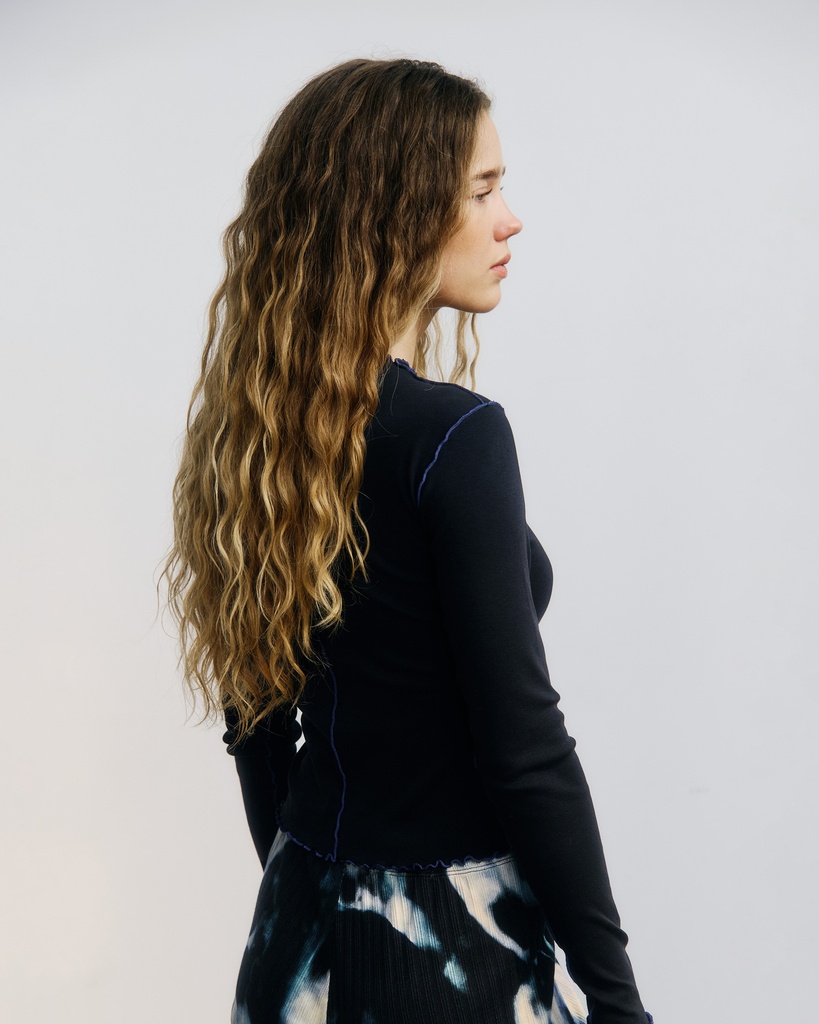 Rotholz Toppur Pin-Tucked L/S Top True Black