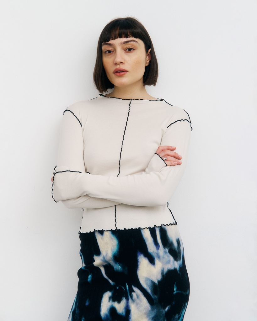 Rotholz Toppur Pin-Tucked L/S Top Nature White