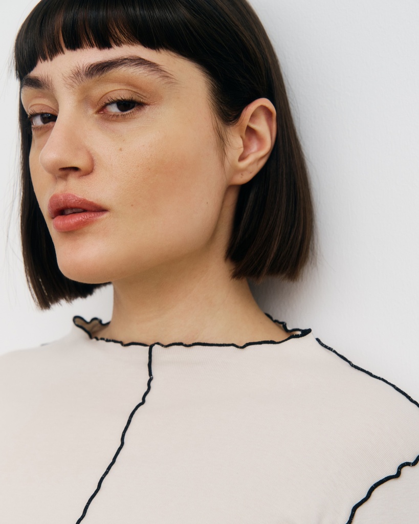 Rotholz Toppur Pin-Tucked L/S Top Nature White