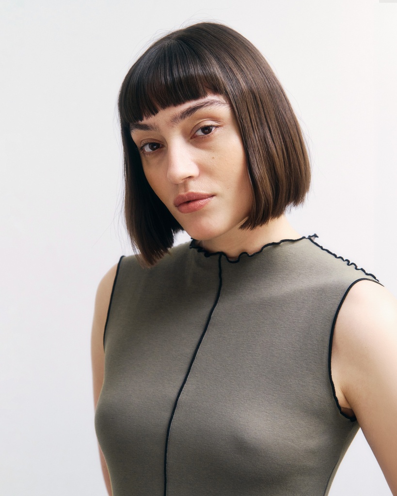 Rotholz Toppur Pin-Tucked Dress Fawn Grey