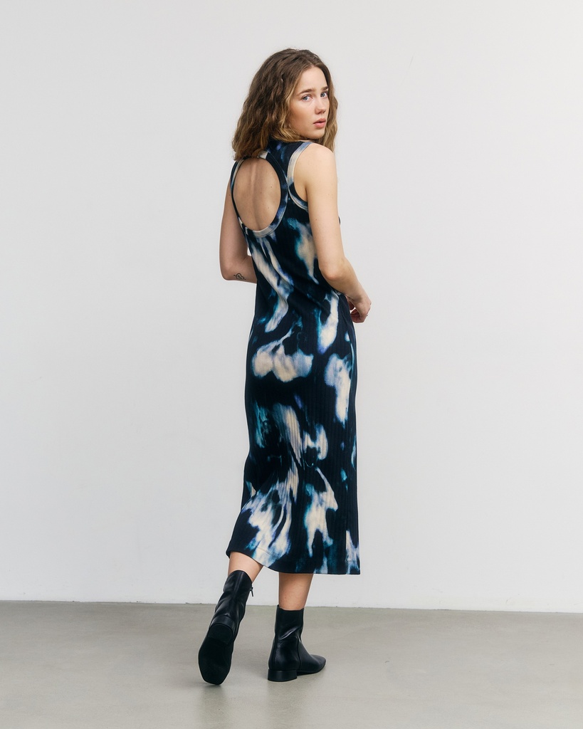 Rotholz Kjóll Open-Back Dress Black Ocean