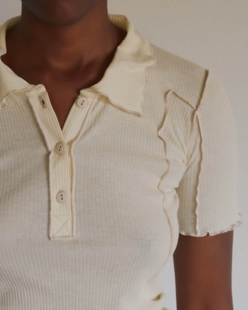 Baserange Bolur Omato Polo Tee Shirt Off White