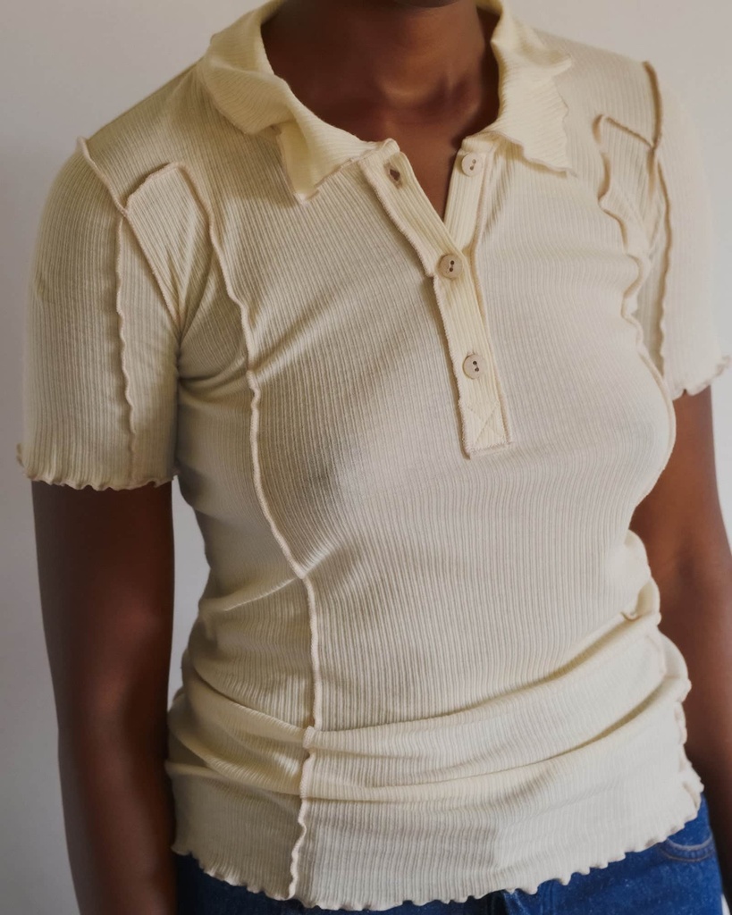 Baserange Bolur Omato Polo Tee Shirt Off White