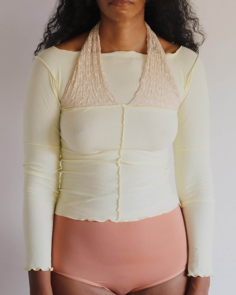 Baserange Bolur Husk Long Sleeve Tee Icuacu Lime/Beige