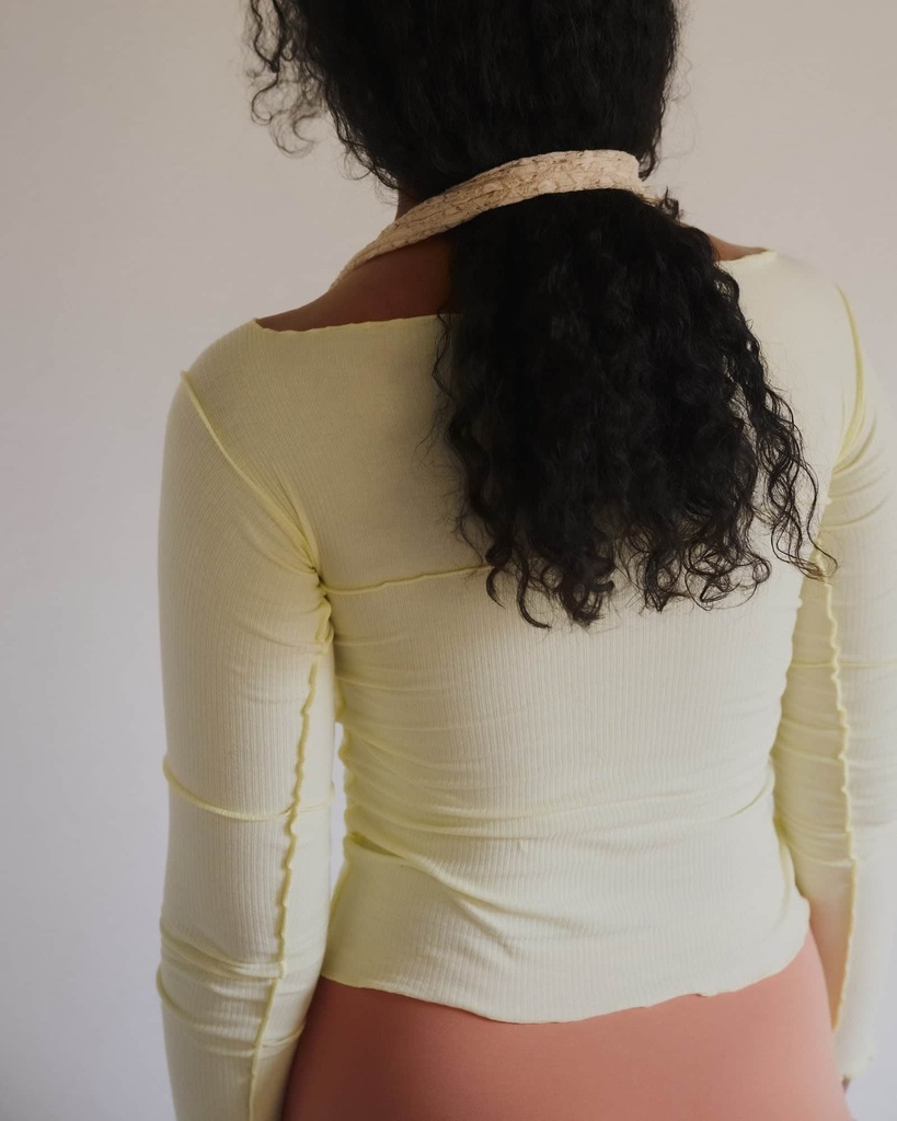 Baserange Bolur Husk Long Sleeve Tee Icuacu Lime/Beige