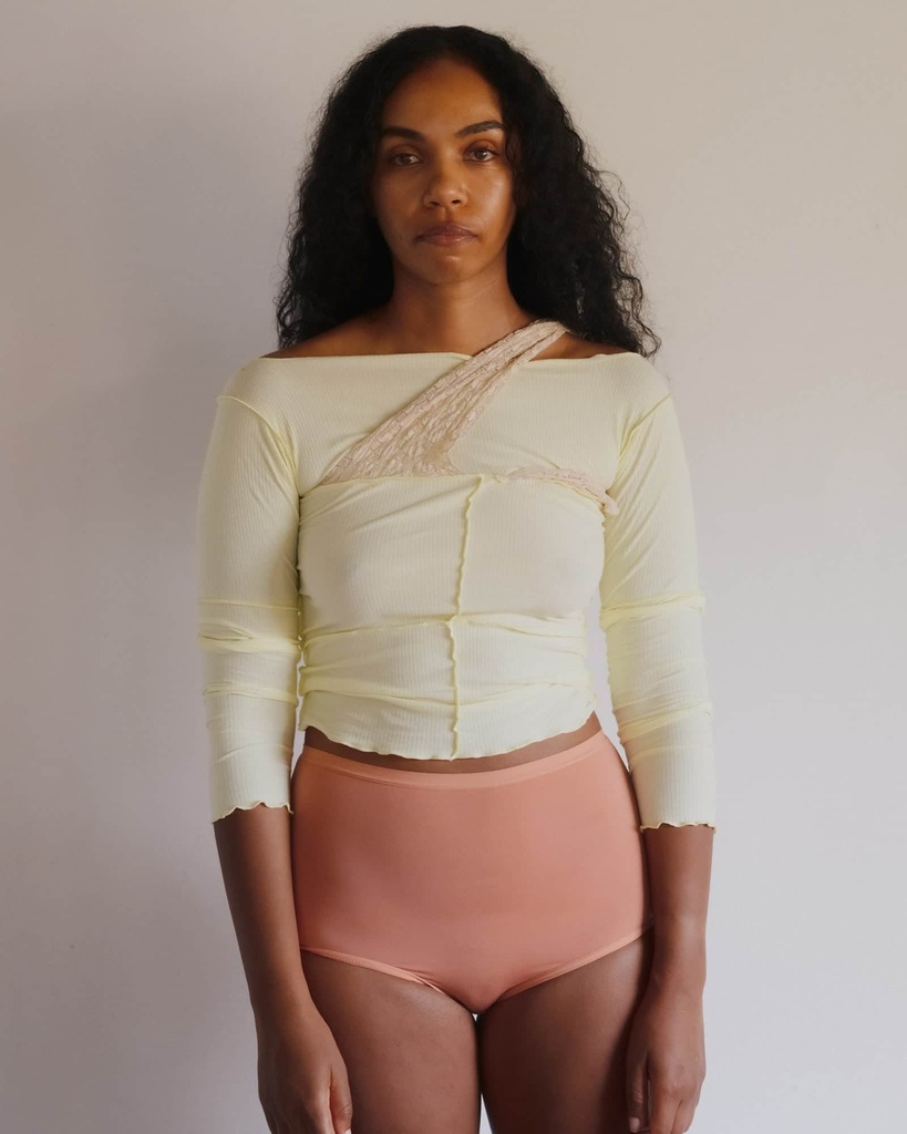 Baserange Bolur Husk Long Sleeve Tee Icuacu Lime/Beige