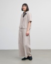 Rotholz Skyrta Cropped Bowling Shirt Beige Stripe