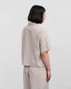 Rotholz Skyrta Cropped Bowling Shirt Beige Stripe