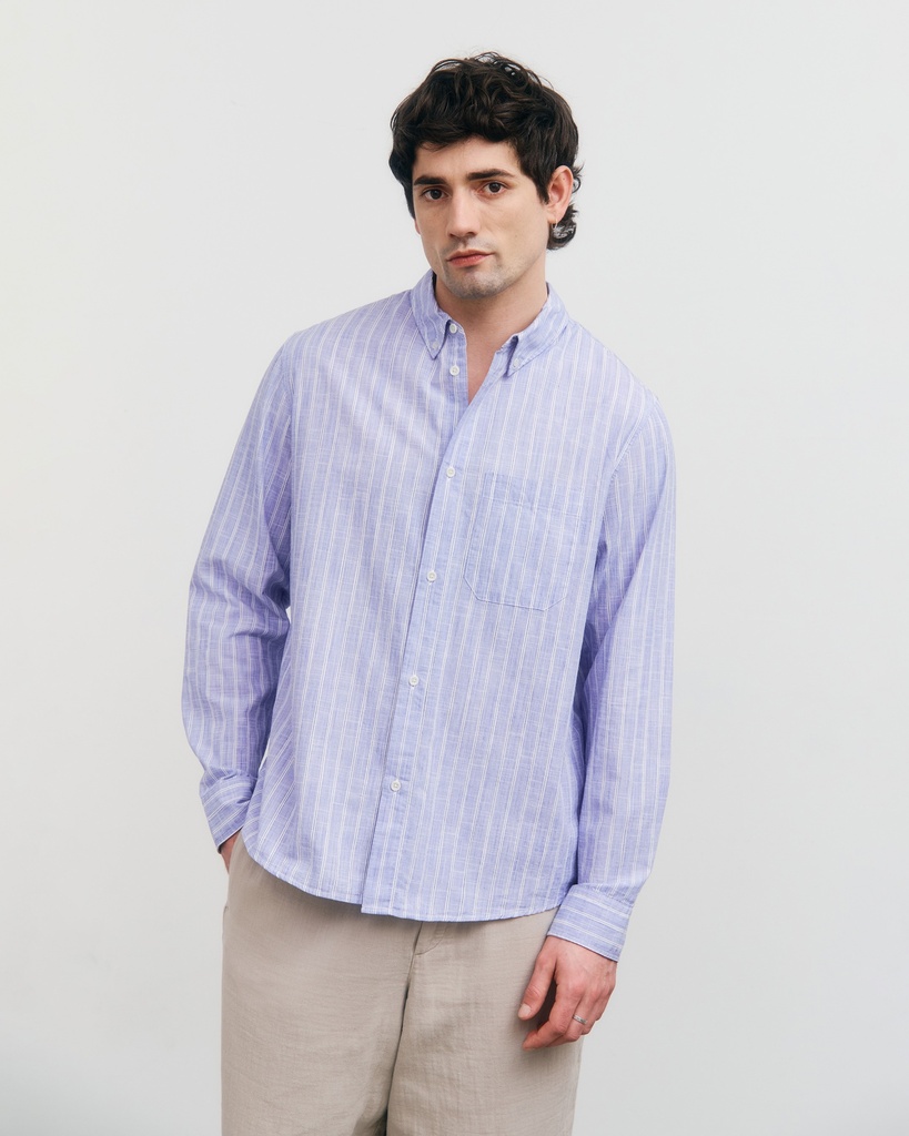 Rotholz Skyrta Button Down Shirt Blue Stripe