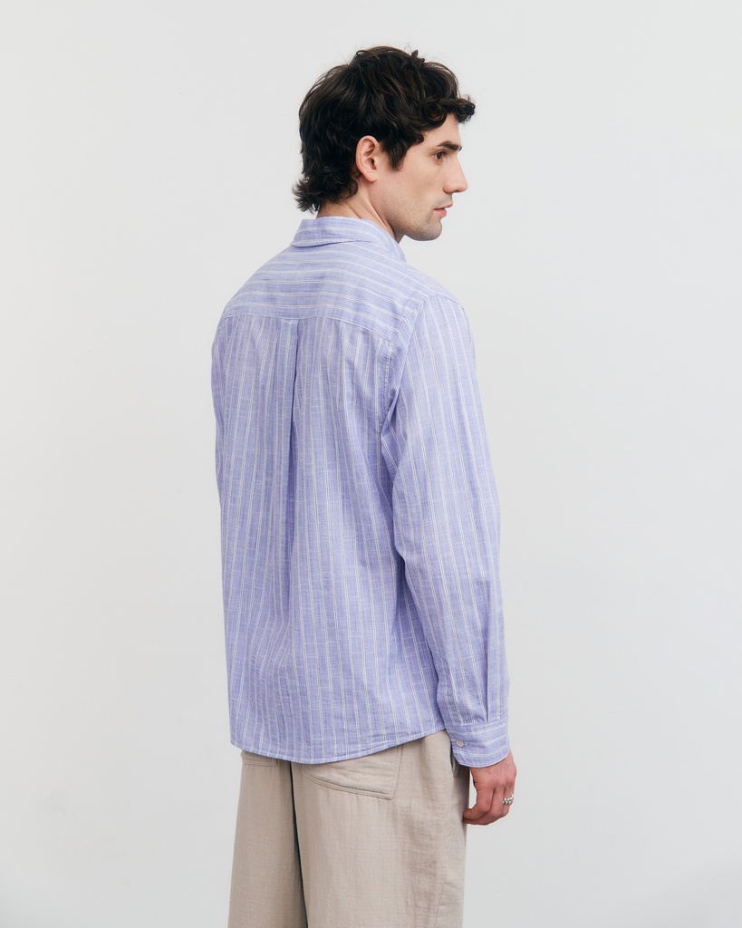 Rotholz Skyrta Button Down Shirt Blue Stripe