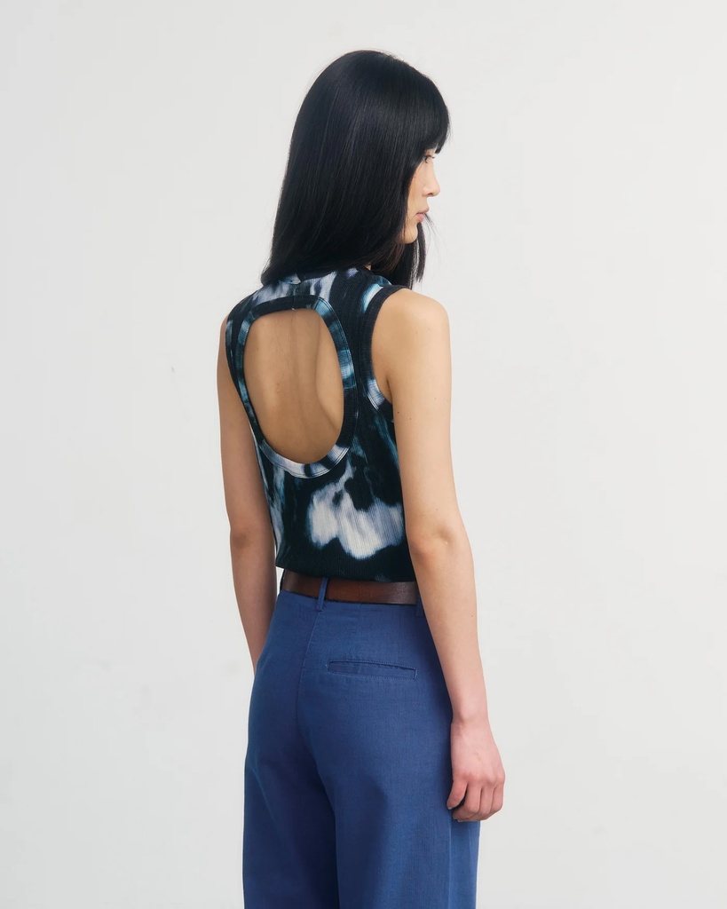 Rotholz Toppur Open Back Singlet Black Ocean