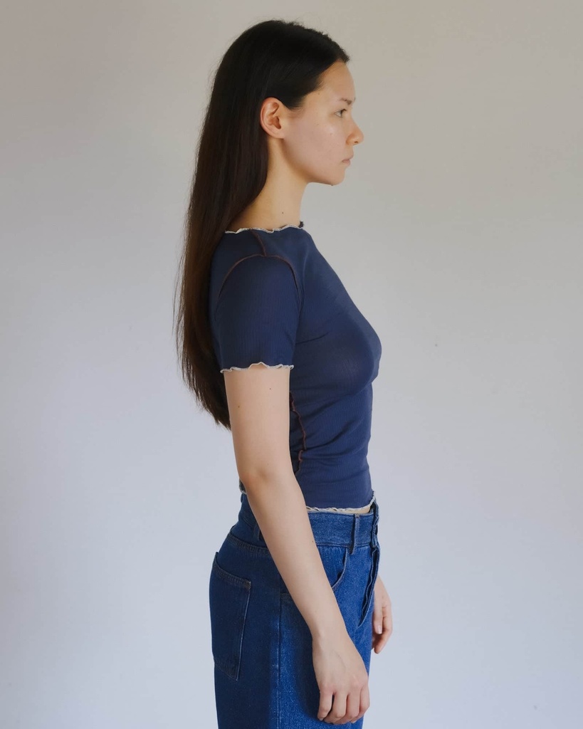 Baserange Bolur Vein Tee Shirt Preston Blue