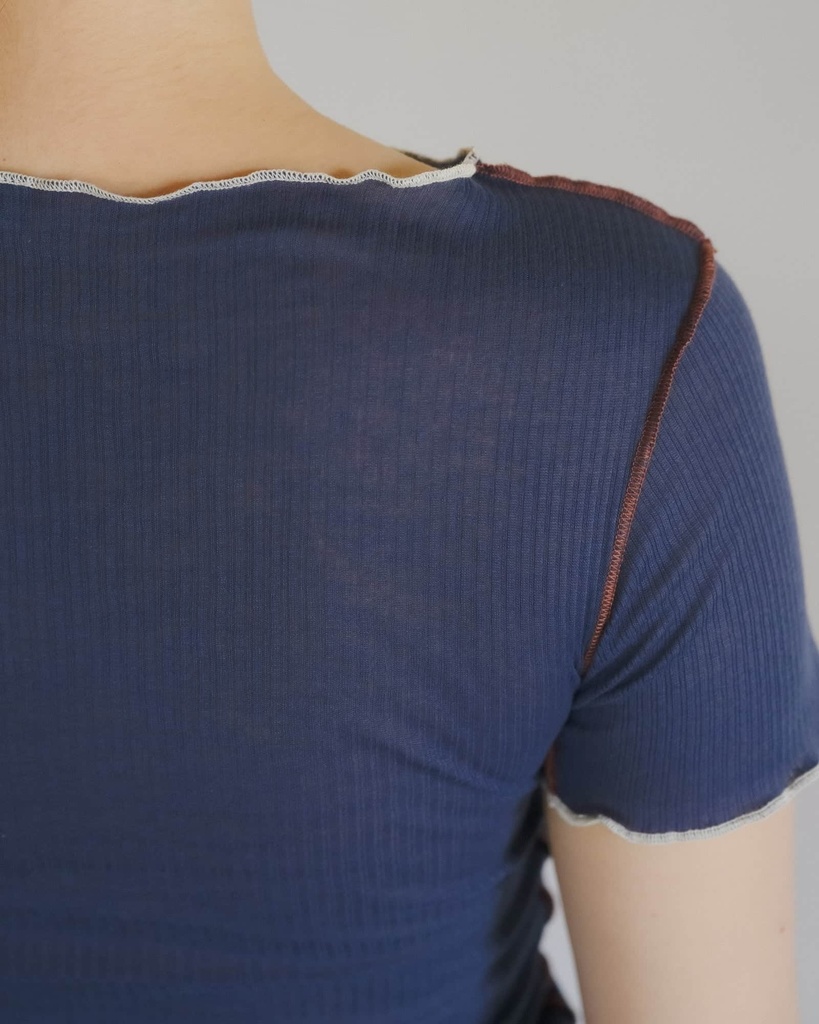 Baserange Bolur Vein Tee Shirt Preston Blue