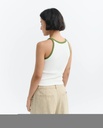 Thinking Mu Toppur Harriet Top White Green Contrast