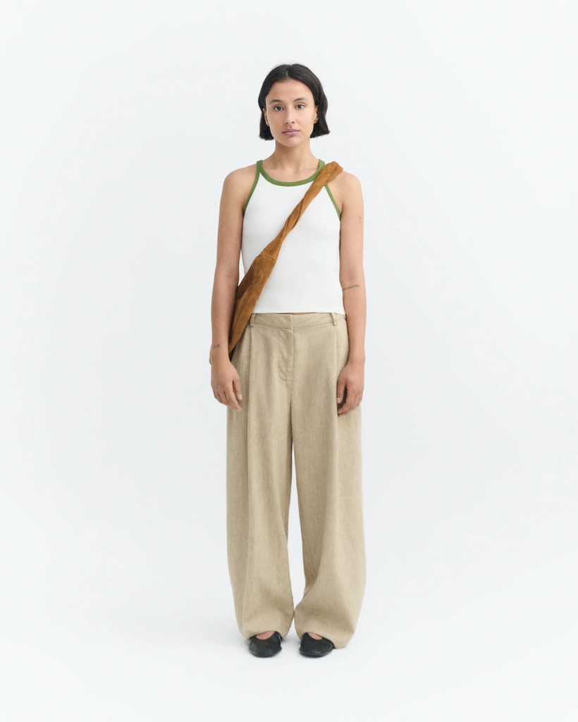 Thinking Mu Toppur Harriet Top White Green Contrast