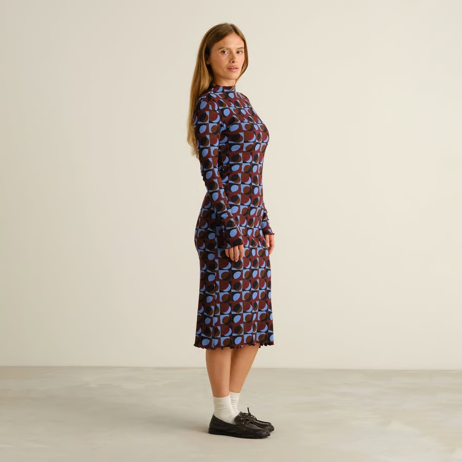 Dedicated kjóll Rib dress Lofta Retro Geo Multi Color Multi