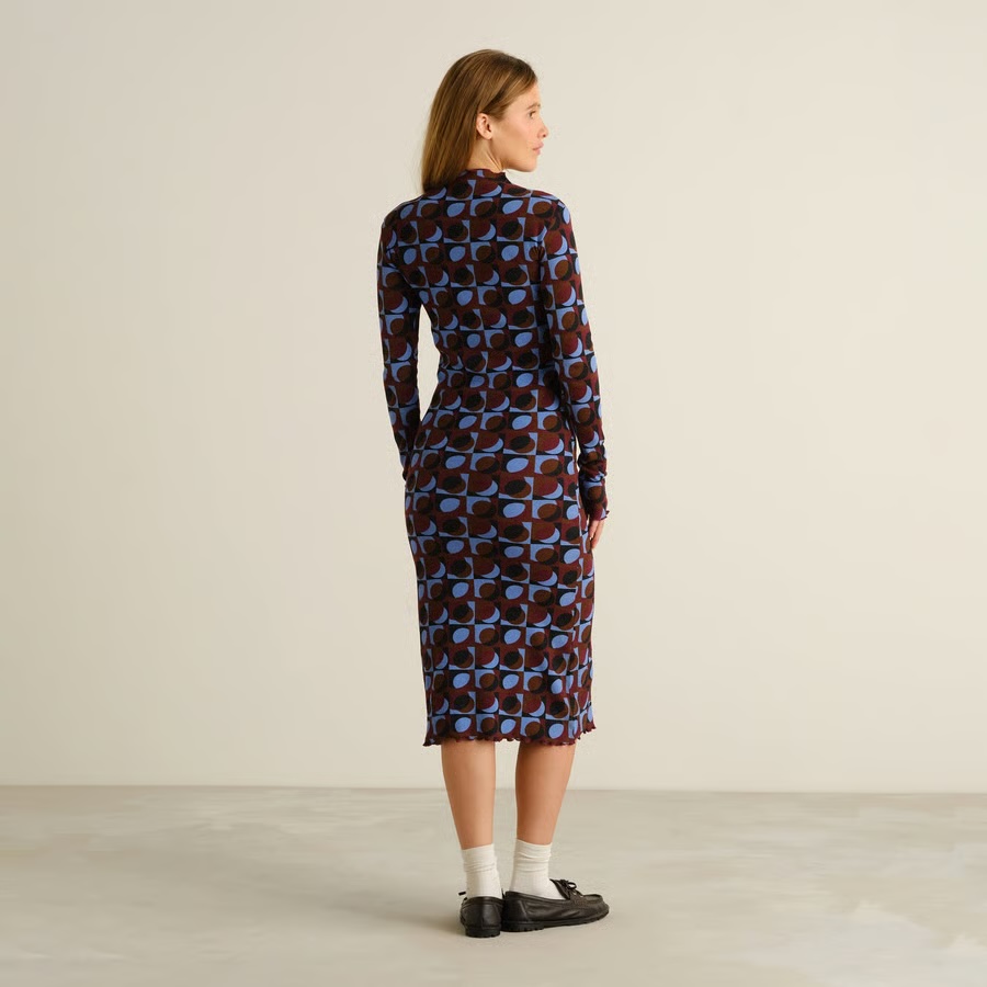 Dedicated kjóll Rib dress Lofta Retro Geo Multi Color Multi