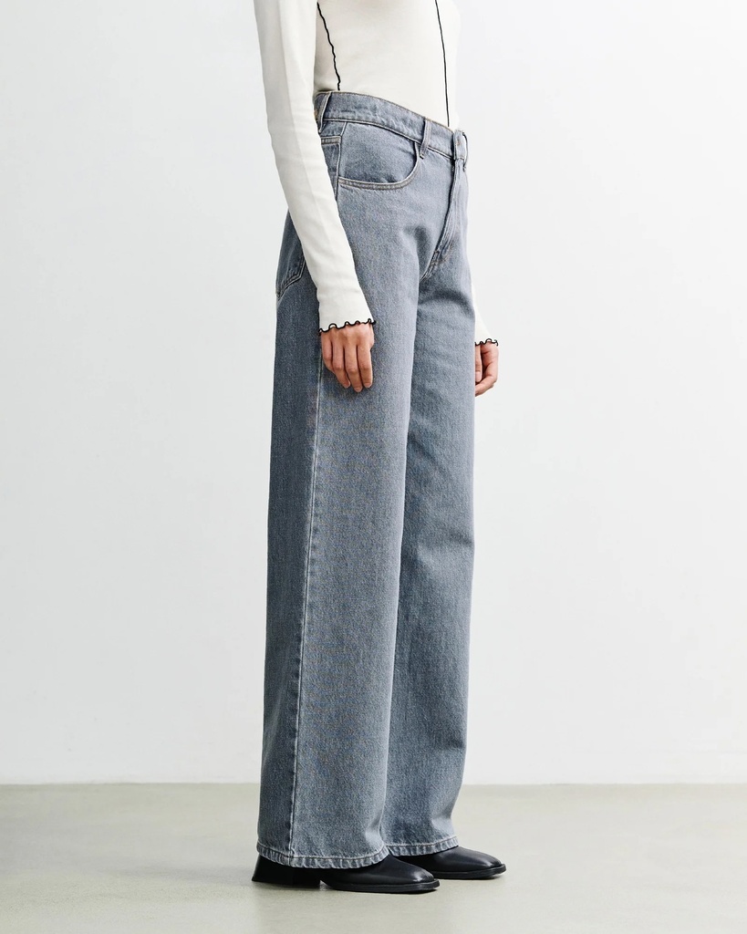 Rotholz Buxur Flared Leg Jeans Washed Grey