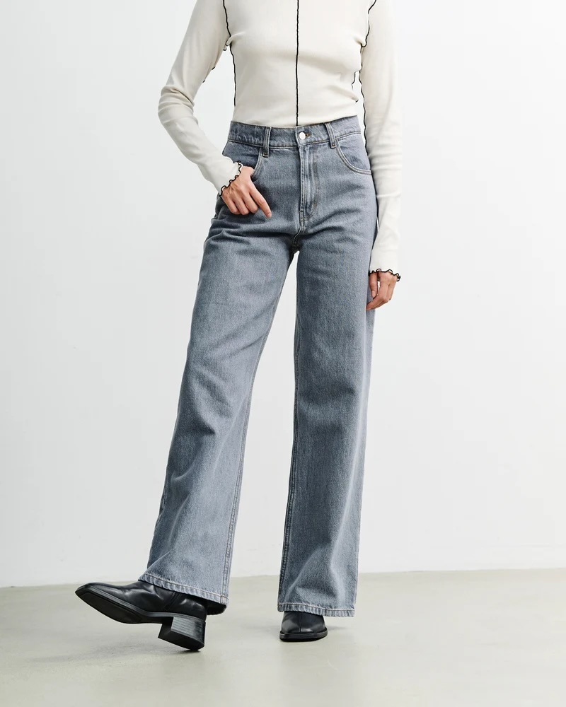 Rotholz Buxur Flared Leg Jeans Washed Grey