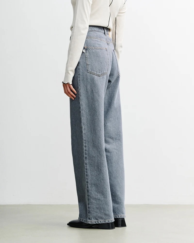 Rotholz Buxur Flared Leg Jeans Washed Grey